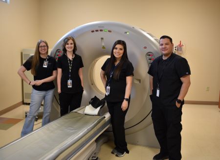 RADIOLOGY DEPARTMENT L to R: Shay Crawford, Rad. Tech; Alexa Uranga, Rad. Tech; Suzi Espinosa, Ultrasound Tech; Randy Ramirez, RT, Radiology Director